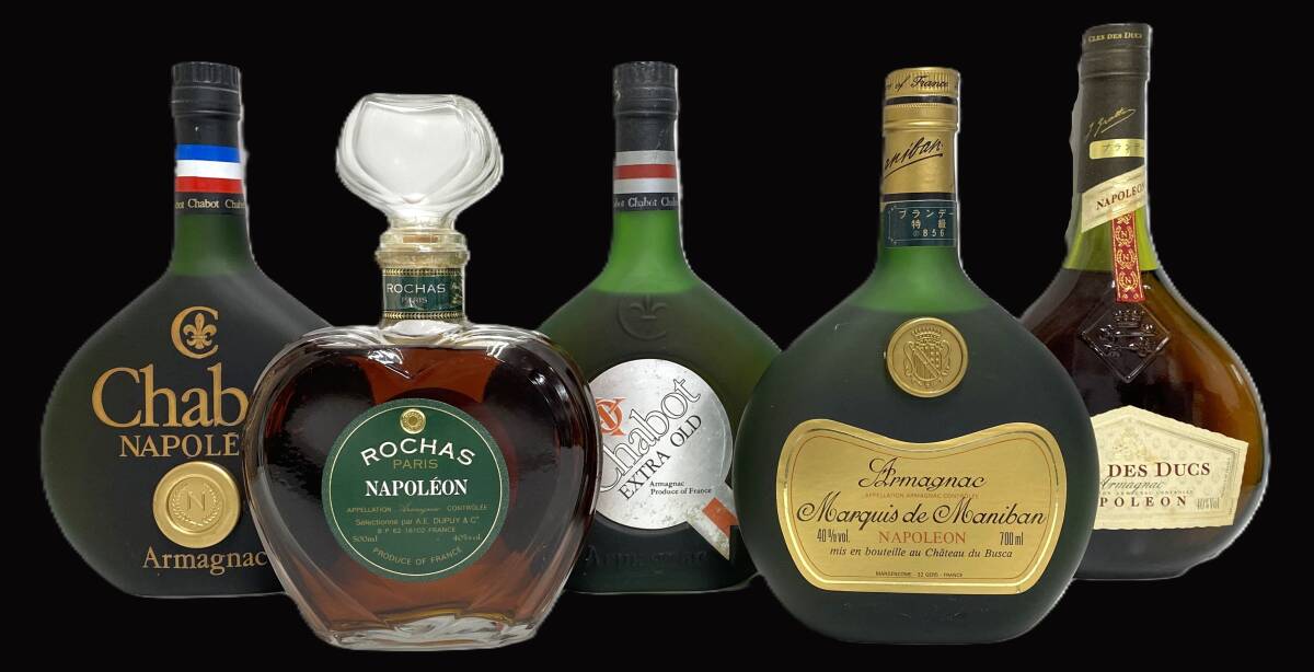 TM/未開栓保管品 Chabot・CLES DES DUCS・ROCHAS・ Marquis de Maniban/ナポレオン他 計5本まとめ コニャック ブランデー 0729-4拍卖