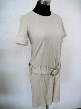 【KCM】ks-603■激安■【KiraKira】レディース ベルト付きカットソーワンピース サイズ38 ベージュ拍卖