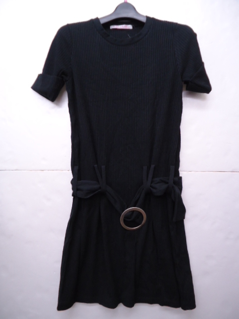 【KCM】ks-602■激安■【KiraKira】レディース ベルト付きカットソーワンピース サイズ38 ブラック拍卖