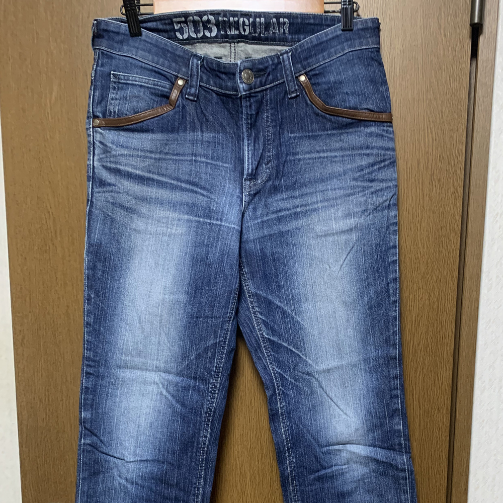 W30(L73㎝)【EDWIN EDGE|デニム】エドウィン EGF503 インディゴ 色落加工 ストレッチ素材 ストレート W32拍卖