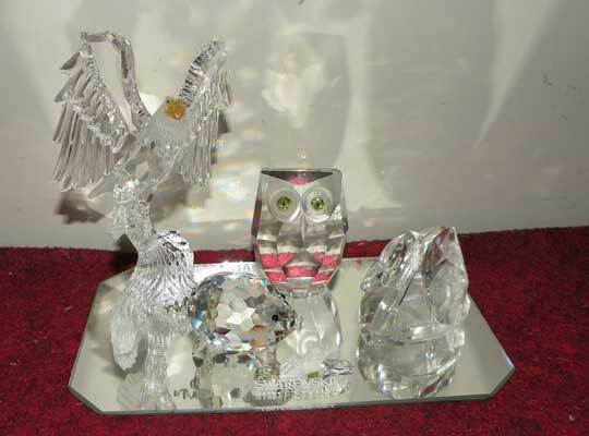 o104:スワロフスキー ミラー★スワロの飾り鏡付 スワン ワシ 鳥 バード 豚 フクロウ まとめて インテリア 飾り 置物 クリスタル ガラス拍卖