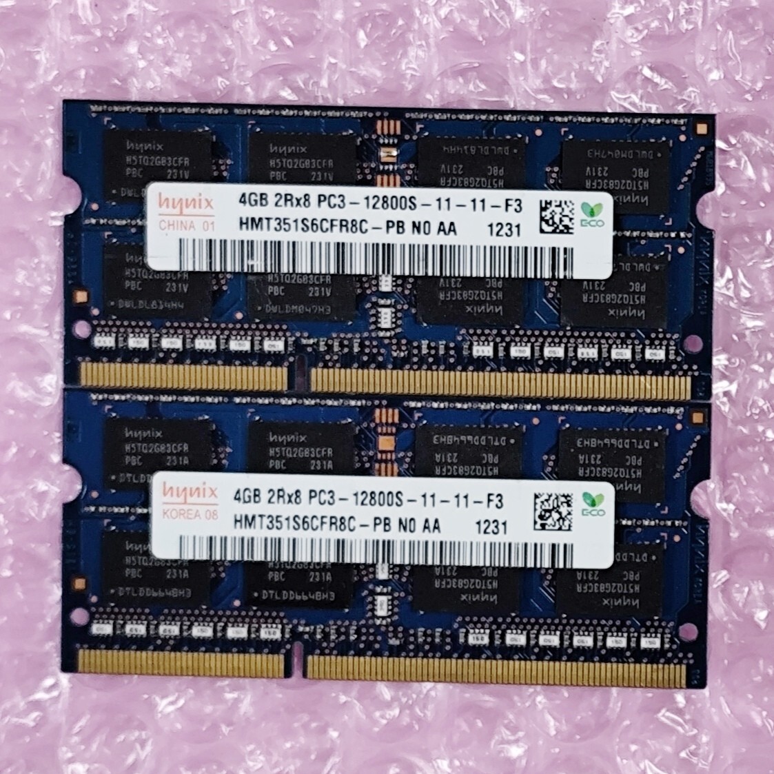 【動作確認済み】SK Hynix DDR3-1600 4GB 2枚 (計8GB) ノートPC用メモリ SO-DIMM PC3-12800S / 在庫4拍卖