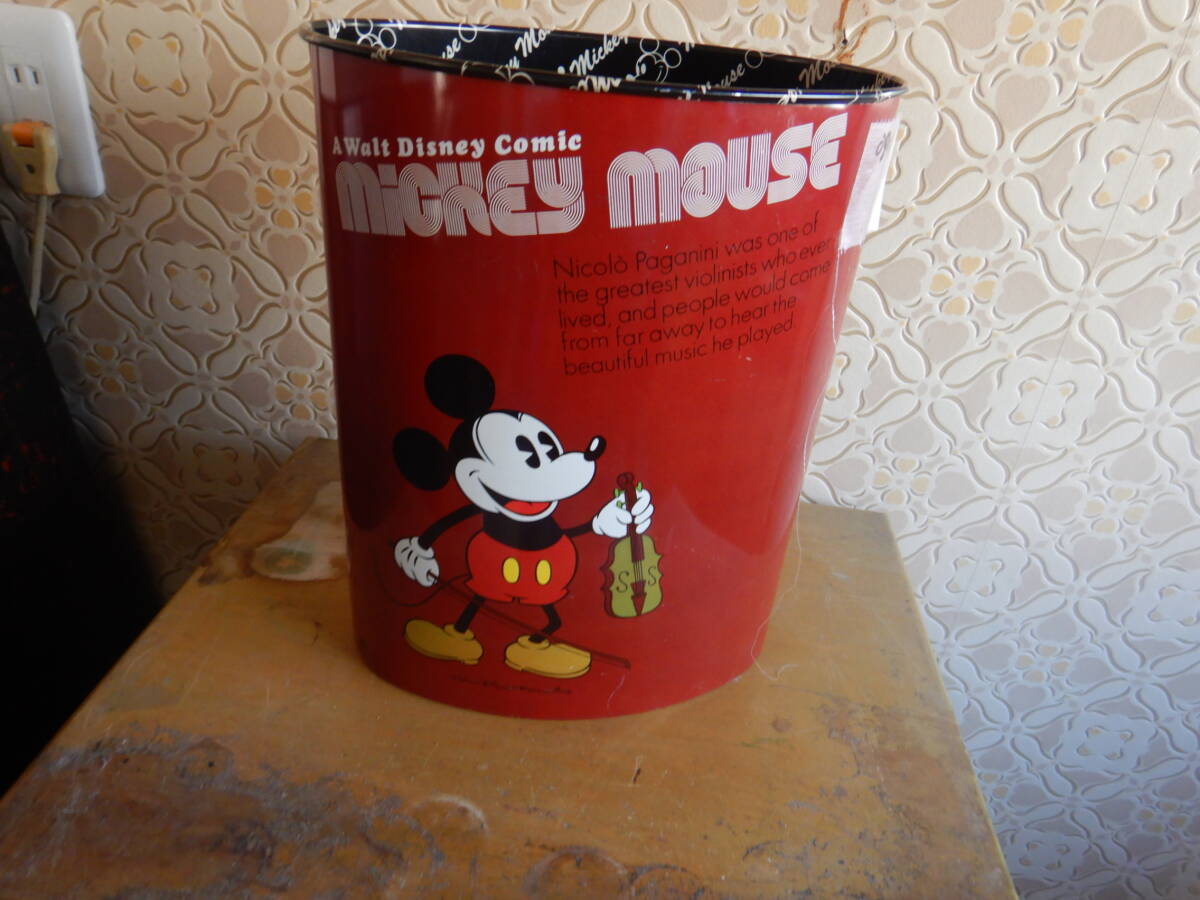 ミッキー ミニーマウス タヌキのレトロロゴ 缶ごみ箱 090801 26x17h31cm ディズニー Disney MICKEY MINNIE MOUSE ネズミ拍卖