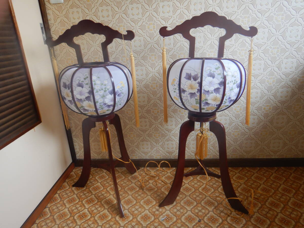 伝統 電燈 仏灯籠 山吹 一号 花 紫檀 090801 w40h88cm 箱入り お盆 祭壇 きれい拍卖