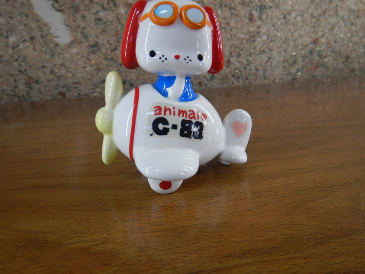 ファンシーグッズ 貯金箱 092102 犬 飛行機 ANIMAL C-83 10X9H10CM 昭和レトロ FANCY 陶製拍卖
