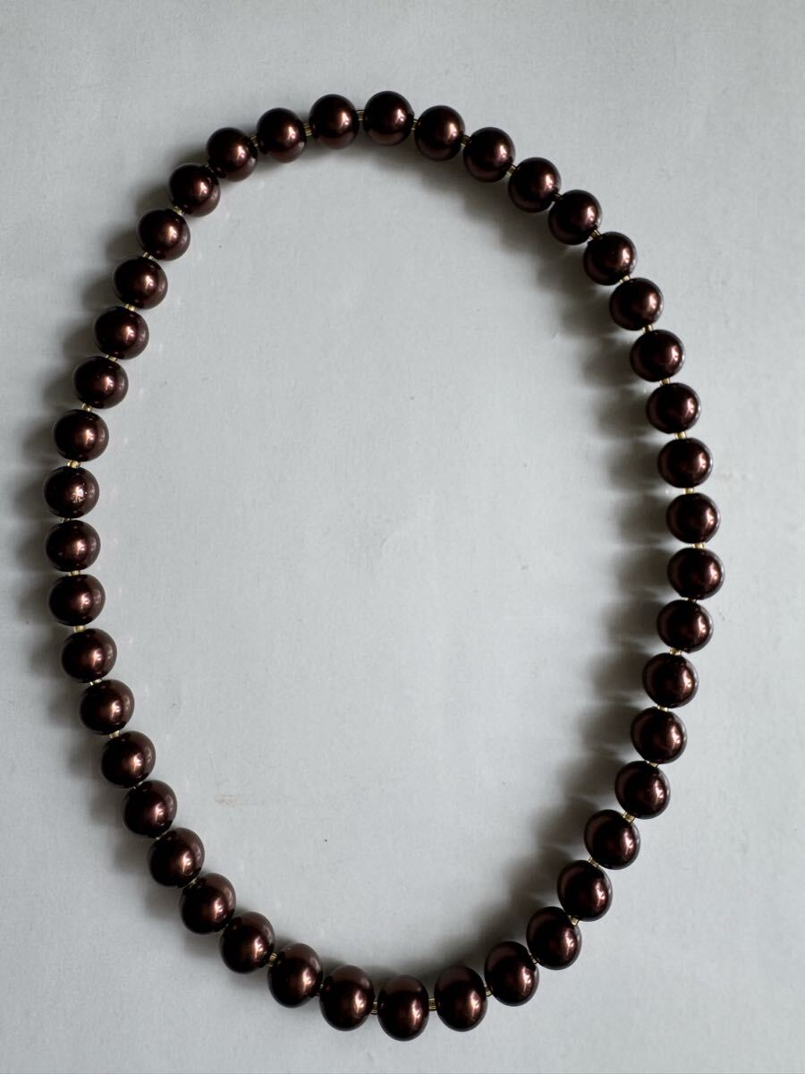 ★ハンドメイド★フェイクパール プラパール ショコラパール ブラウンパール 45cm 直径9mm拍卖
