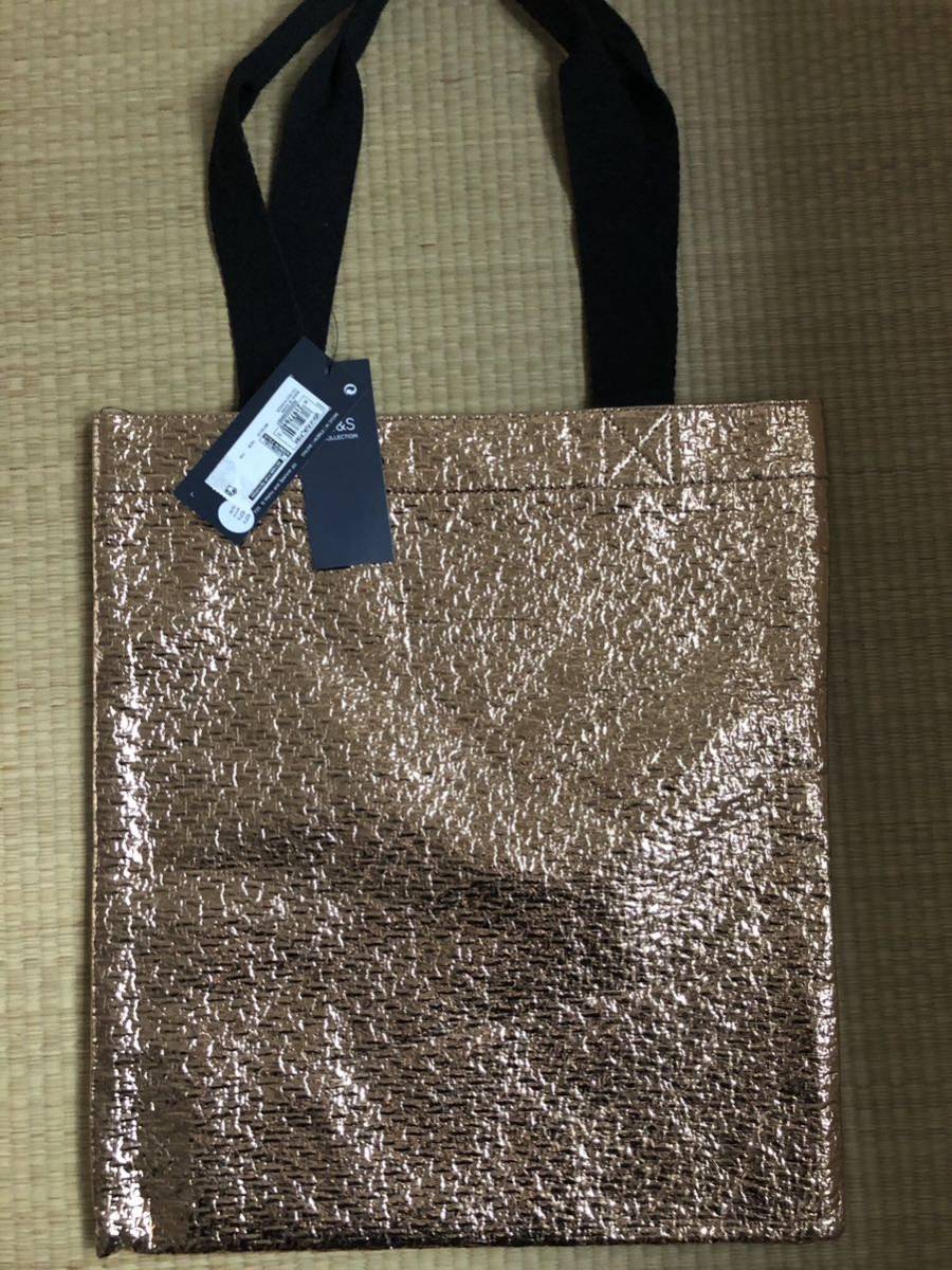 ★新品★3750円 英国Marks and Spencer M&S キラキラ可愛い マークスアンドスペンサートート エコバッグ ピンクゴールド カッパー拍卖
