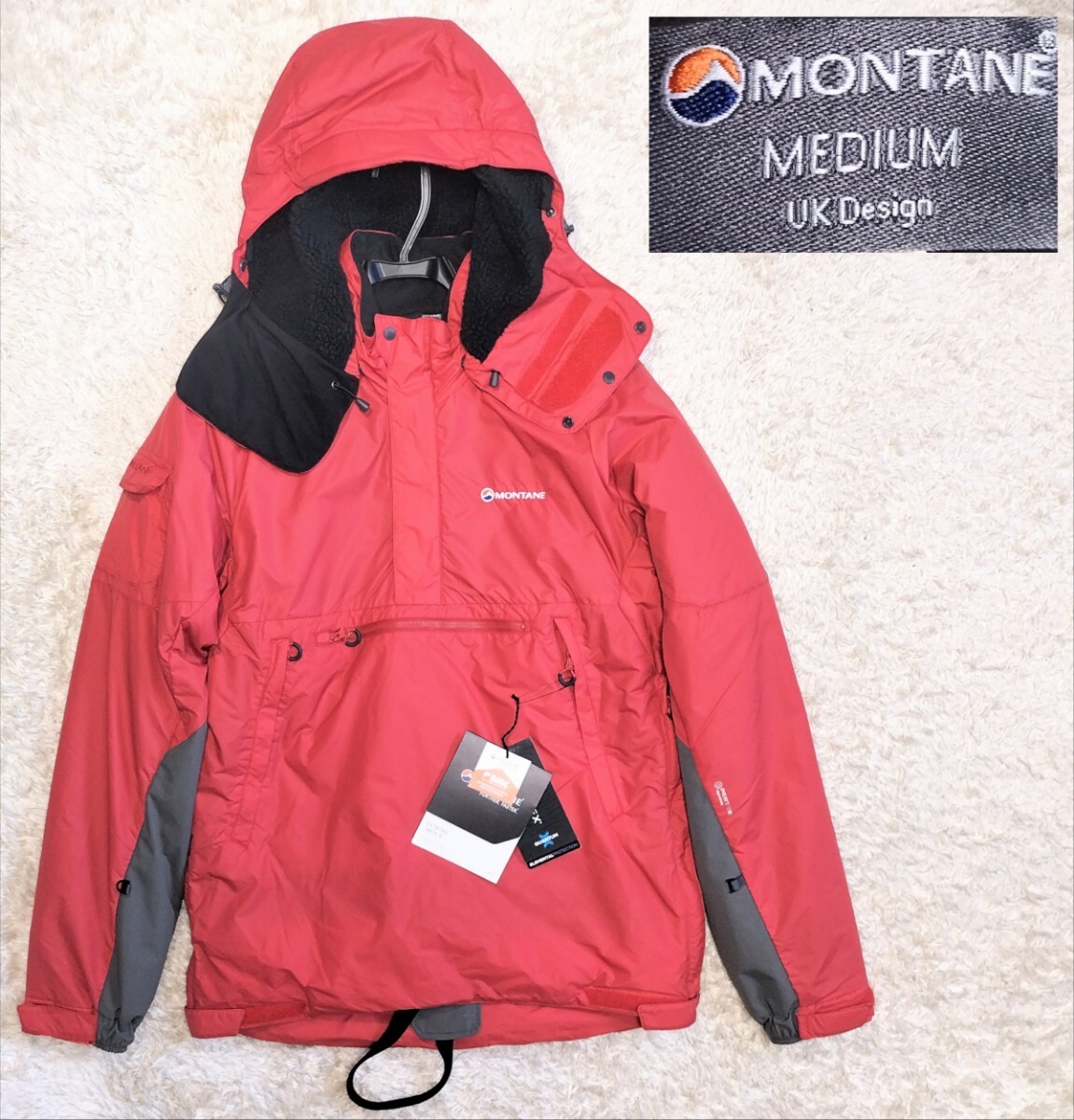 【未使用★】Мサイズ MONTANE 裏ボア アノラックジャケット 赤●EXTREME SMOCK(エクストリーム スモック)☆モンテイン (9ハ)拍卖