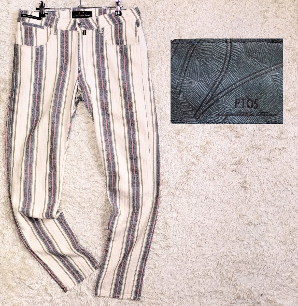 【美品★】W33 PT05 スーパースリムパンツ●ストライプ☆ピーティーゼロチンクエ (8171)拍卖