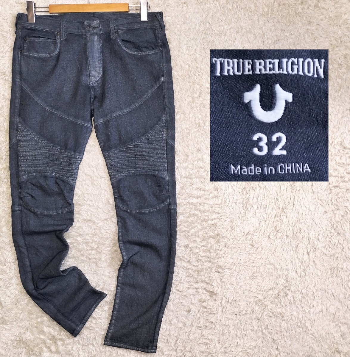 【インディゴ染めスウェット★】W32 TRUE RELIGION バイカーパンツ◆トゥルーレリジョン (8)拍卖