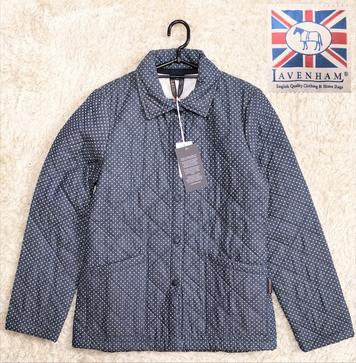 【未使用★シャンブレー生地】サイズ10 LAVENHAM ポルカドット柄 キルティングジャケット●ラベンハム (8191)拍卖