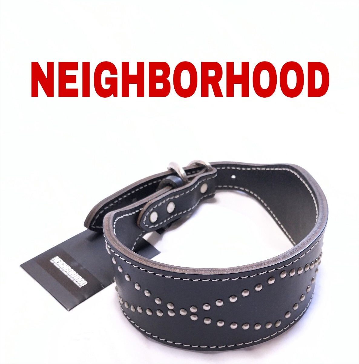 【未使用★】NEIGHBORHOOD 首輪 ドッグカラー レザー×スタッズ 黒◆ネイバーフッド (8)拍卖