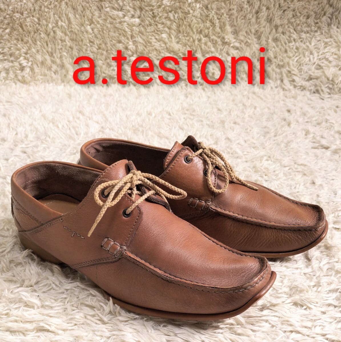 【7 1/2(26〜26.5cm程度)★】a.testoni レザー モカシンシューズ☆アテストーニ (9)拍卖