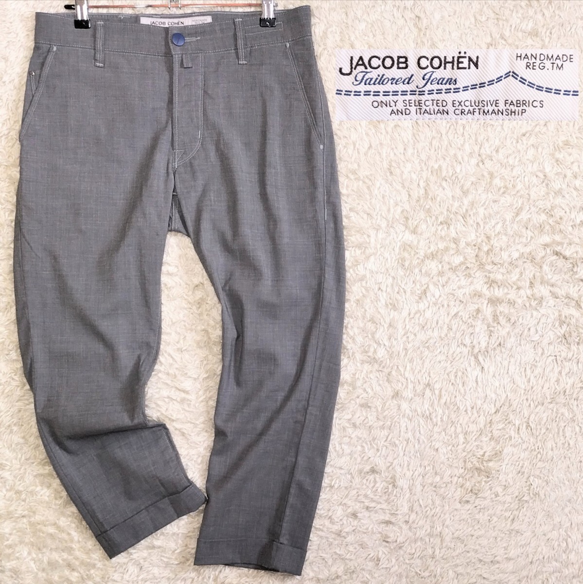 【W28】JACOB COHEN ウールスラックス トラウザーパンツ ストレッチ◆グレー☆ヤコブコーエン (8)拍卖