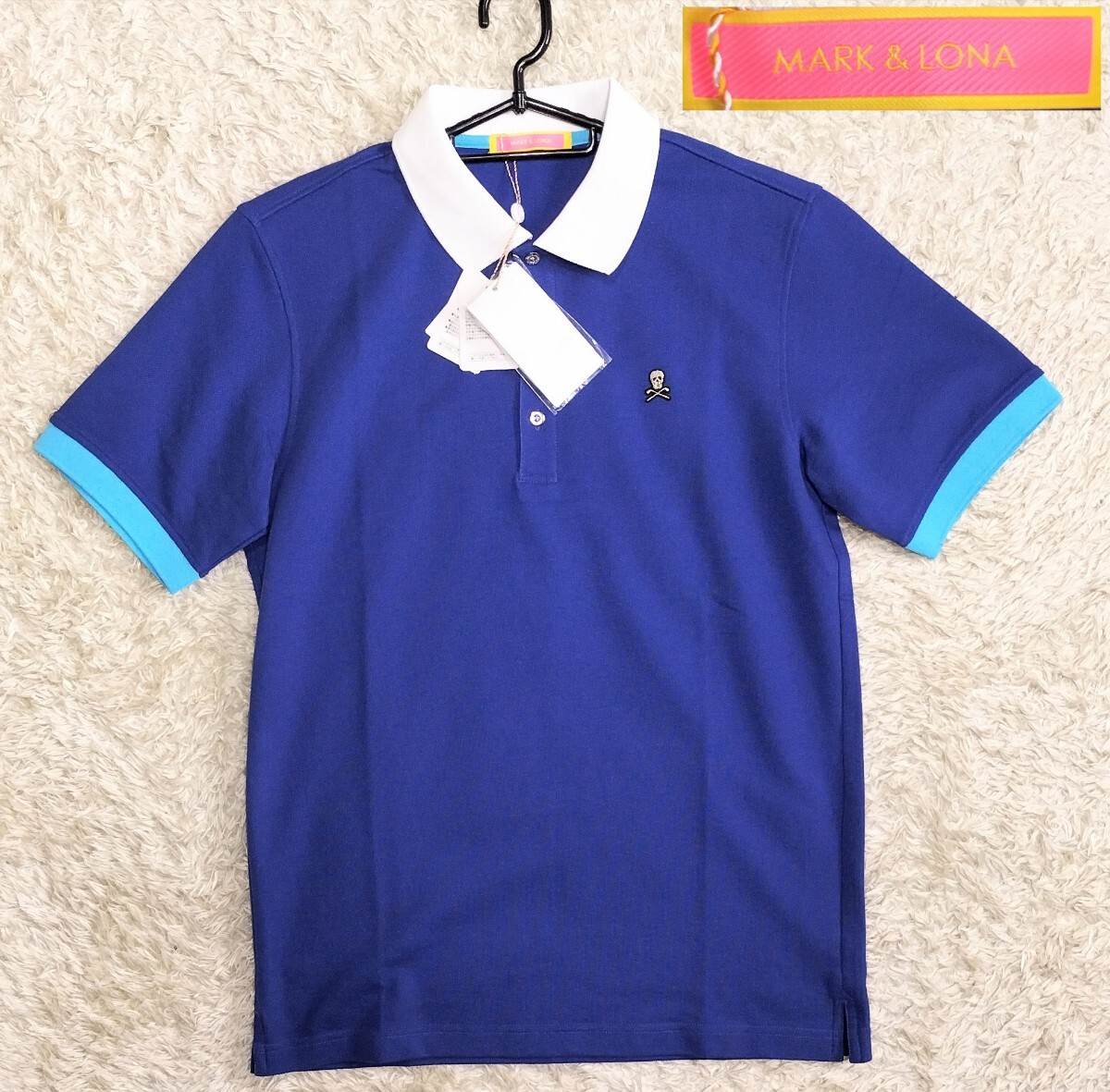 【未使用★21AW】サイズ48 MARK&LONA 半袖ポロシャツ/青系◆定価17,600円☆マークアンドロナ (9)拍卖