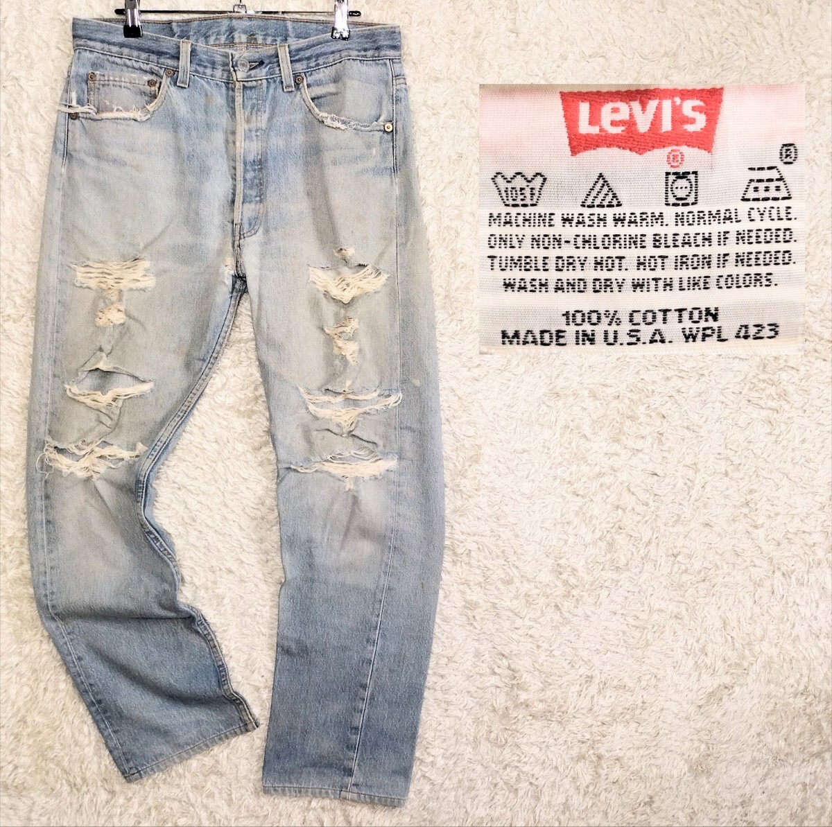 【USA/94年製★】33×32 Levi′s 501 501-0115 デニムパンツ/ジーンズ●脇割り☆リーバイス 90s (9)拍卖