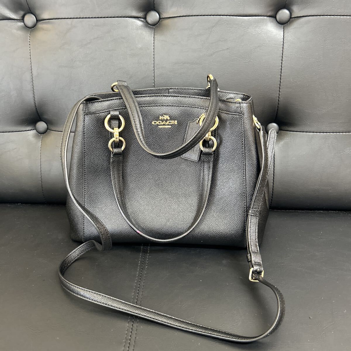 om/松 9e114 コーチ COACH ショルダーバッグ ハンドバッグ 2WAY レザー ブラック 鞄拍卖