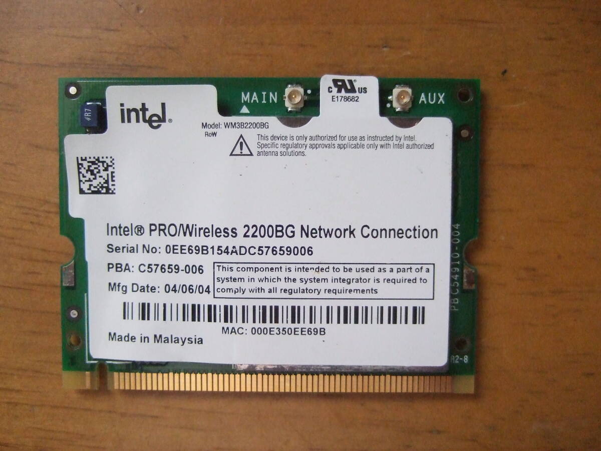 Mini PCI(無線) Intel PRO/Wireless WM3B2200BG 2200BG Network Connection 拍卖