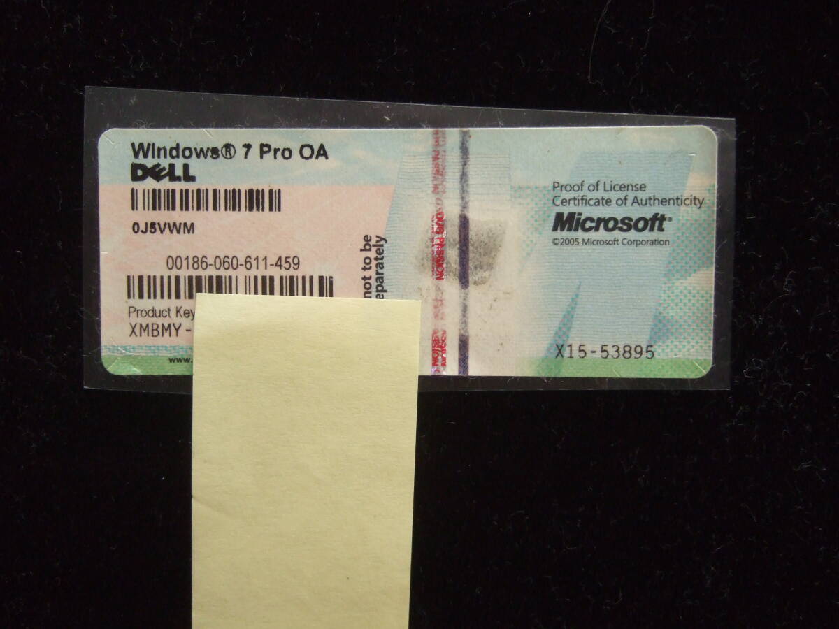DELL Windows 7 Pro プロダクトキー シール拍卖