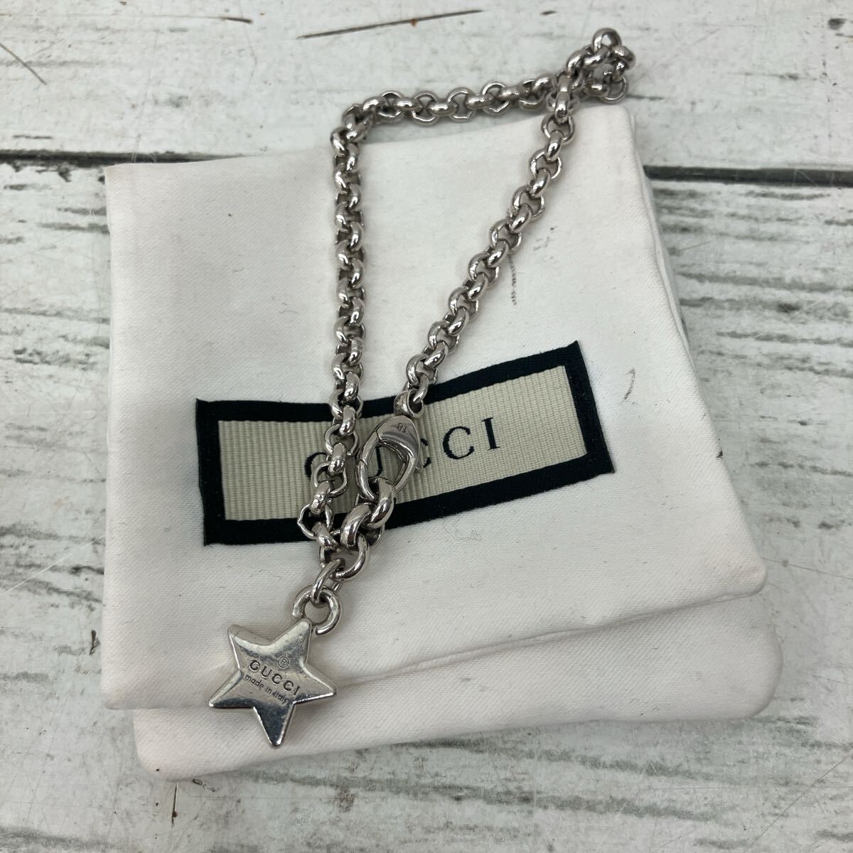 希少 GUCCI グッチ ブレスレット シルバー SV925 アクセサリー スター 星 18【8413】拍卖