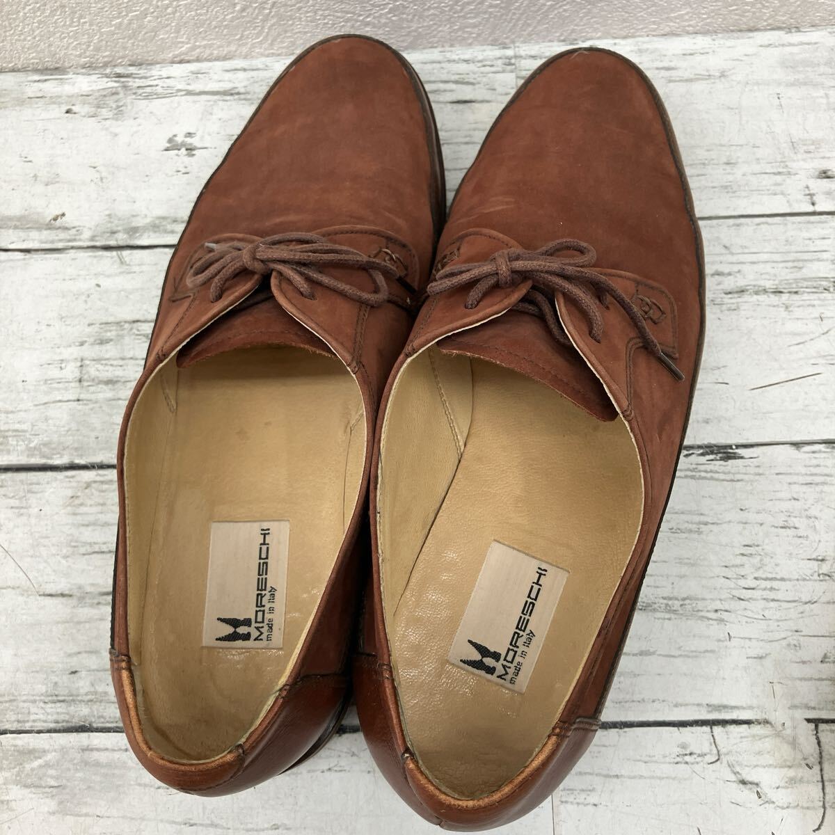 1円スタート モレスキー MORESCHI レザー 革靴 スエード 25cm 靴 シューズ 茶色【0】拍卖