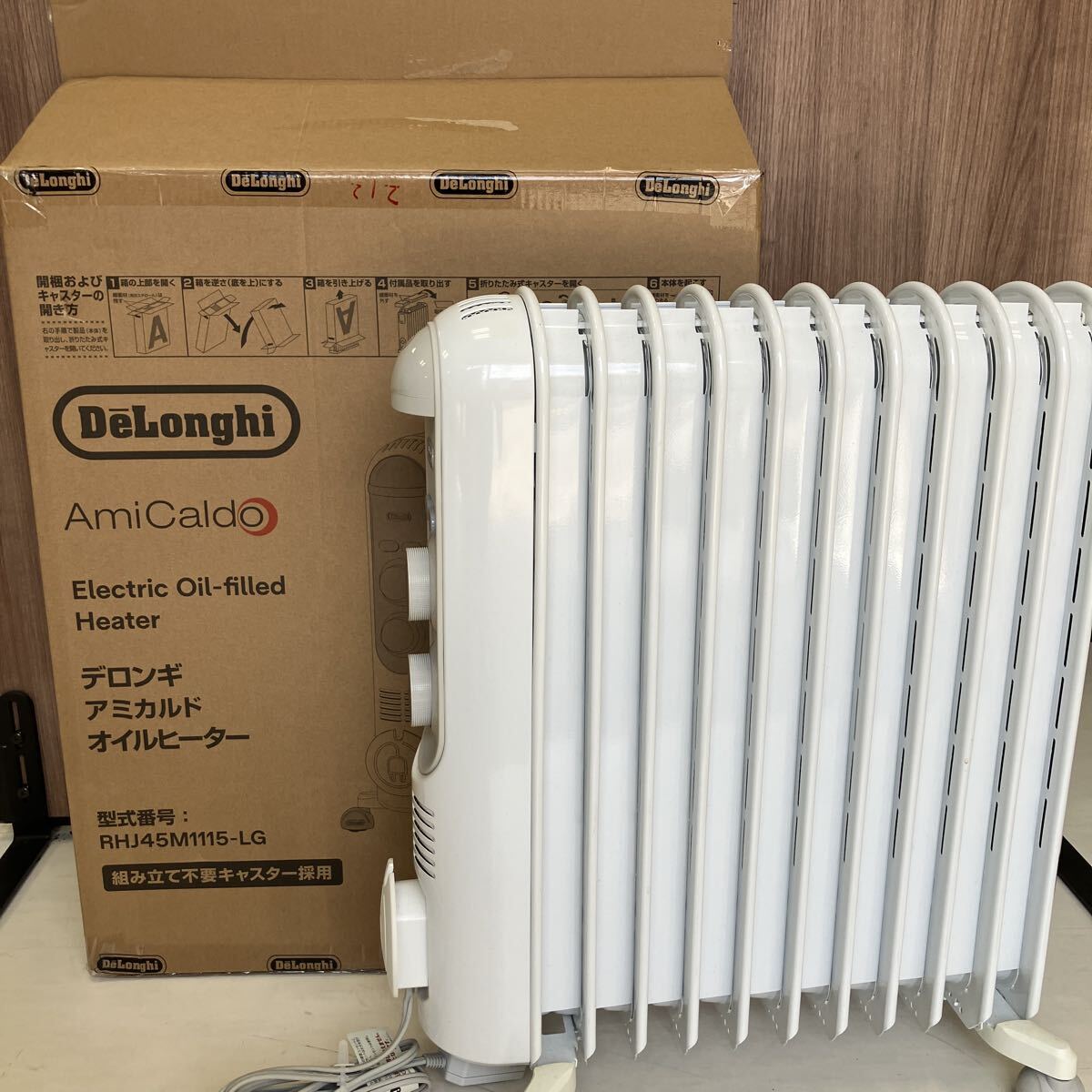 箱 説明書付き デロンギ オイルヒーター DeLonghi RHJ45M1115-LG 暖房 ゼロ風暖房【8564】拍卖