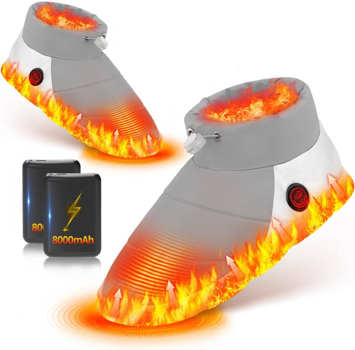 電気スリッパ コードレス 2個8000mAhバッテリー付き 両面発熱 5秒で速暖 3段階温度調節 (M)拍卖