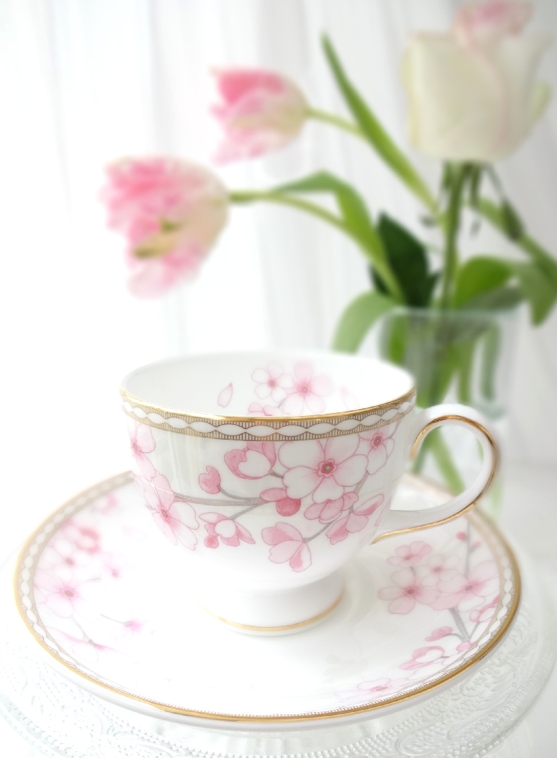 英国 ◆ WEDGWOOD カップ&ソーサー セット スプリング ブロッサム リー 桜 花 陶器 ティーカップ コーヒーカップ イギリス 新品拍卖