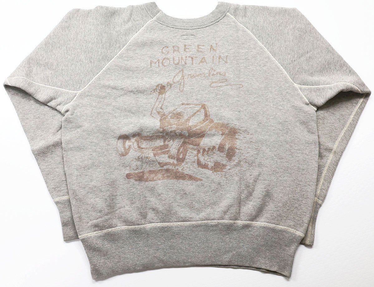 WAREHOUSE (ウエアハウス) BODIES - RAGLAN SLEEVE SWEAT / ラグランスウェット “GREEN MOUNTAIN” グレー size 38(M)拍卖
