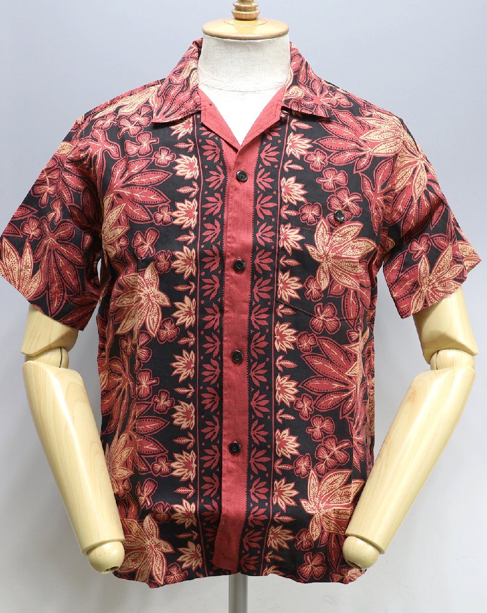 Deluxeware (デラックスウエア) AL-09...MAPLES / フレンチリネン ハワイアンシャツ メイプルズ 未使用品 レッド size M / アロハシャツ拍卖
