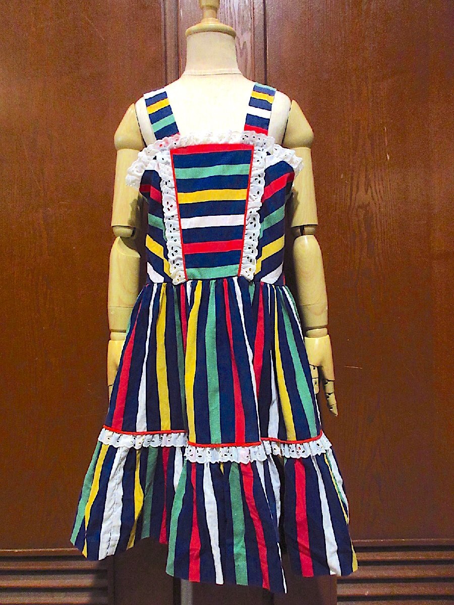 ビンテージ70's●Tween Timeキッズレース付きボーダーノースリーブワンピース●250901m3-k-drsドレス子ども服拍卖