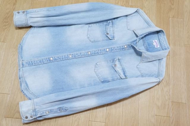 C888 即決 WORLD WORKERS ワールドワーカーズ BIG JOHN ユーズド加工 デニム ウエスタンシャツ M 長袖拍卖