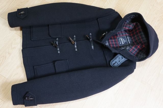 RR142 即決 英国製 Gloverall グローバーオール Wフェイス ウールメルトン ショートタイプ ダッフルコート L 黒拍卖