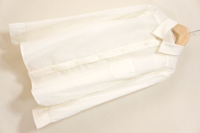 C475 即決 BEAMS HEART ビームスハート リヨセルブレンド 2WAY シャツ アイボリー 長袖 クリックポスト発送拍卖