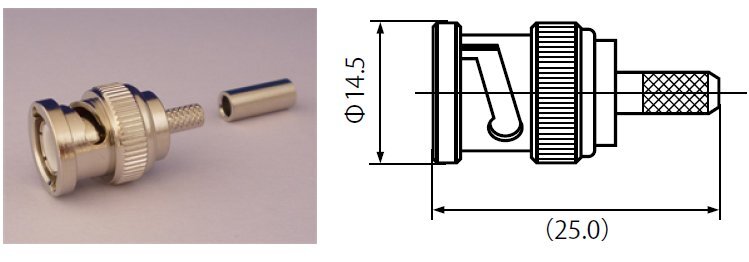 BNCP-2.5A 圧着型 2.5D-2V用 BNCP型(オス)圧着コネクター 2.5Dケーブル各種に対応 新品 ニッケルメッキ 国内メーカー拍卖