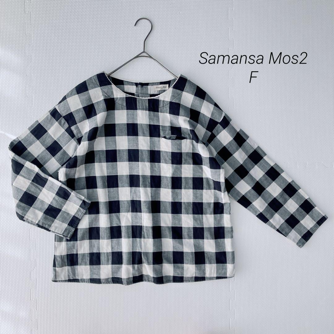 サマンサモスモス ギンガムチェック ブラウス F レースカラー バックボタン拍卖