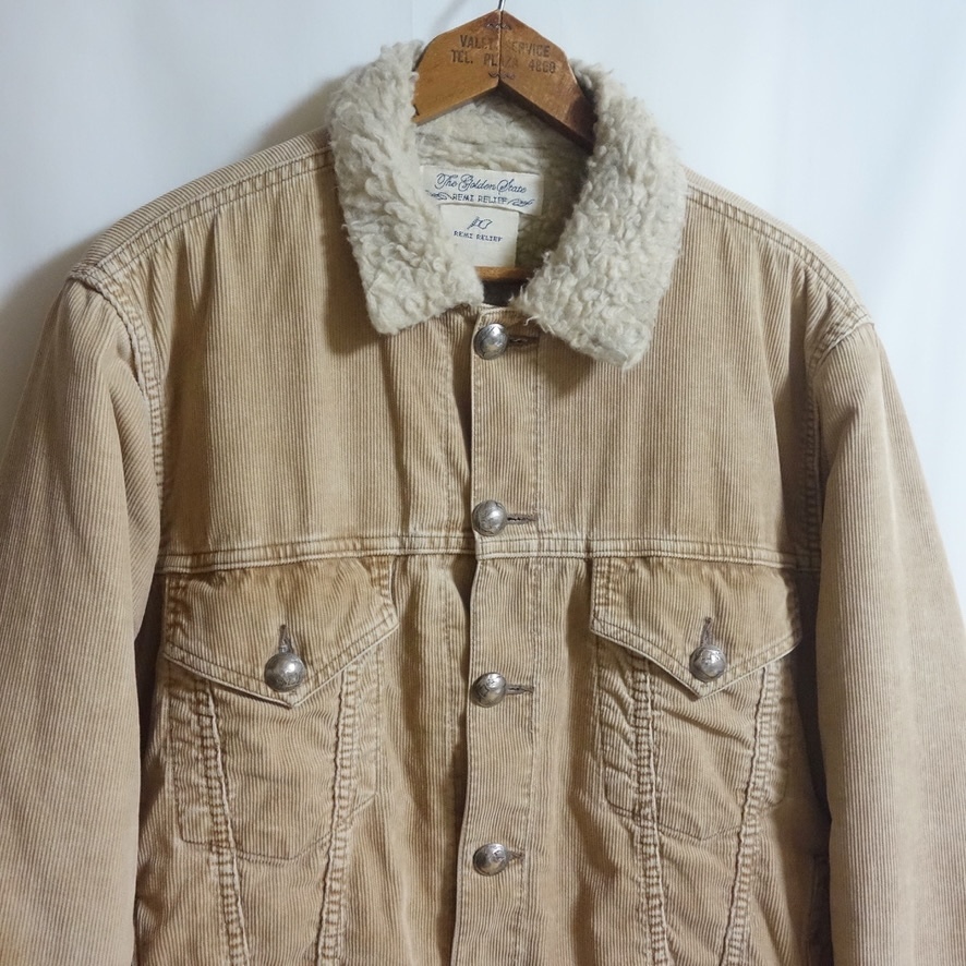 【名品 REMI RELIEF レミレリーフ コーデュロイ 3rd ボアジャケット M】コンチョ チェンジボタン拍卖