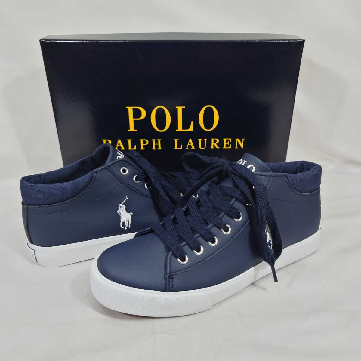 【24cm】POLO ポロラルフローレン スニーカー HARRISON MID NAVY拍卖