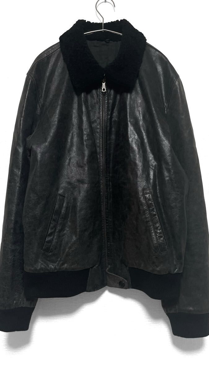 01〜04/Maison Martin Margiela10/マルタンマルジェラ/ボアレザージャケット/黒/希少52/牛革/初期/本人期/アーティザナル/ハの字拍卖