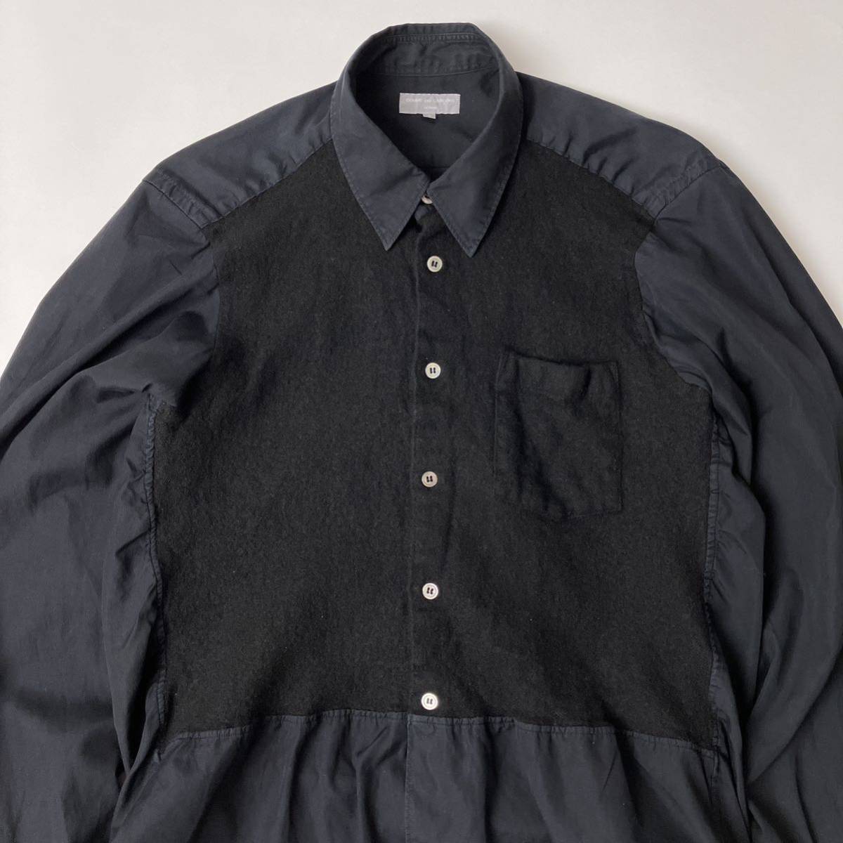 縮絨ドッキング シャツ コムデギャルソンオムcomme des garconsヴィンテージ アーカイブ Vintage archive田中オム オープンカラー オールド拍卖