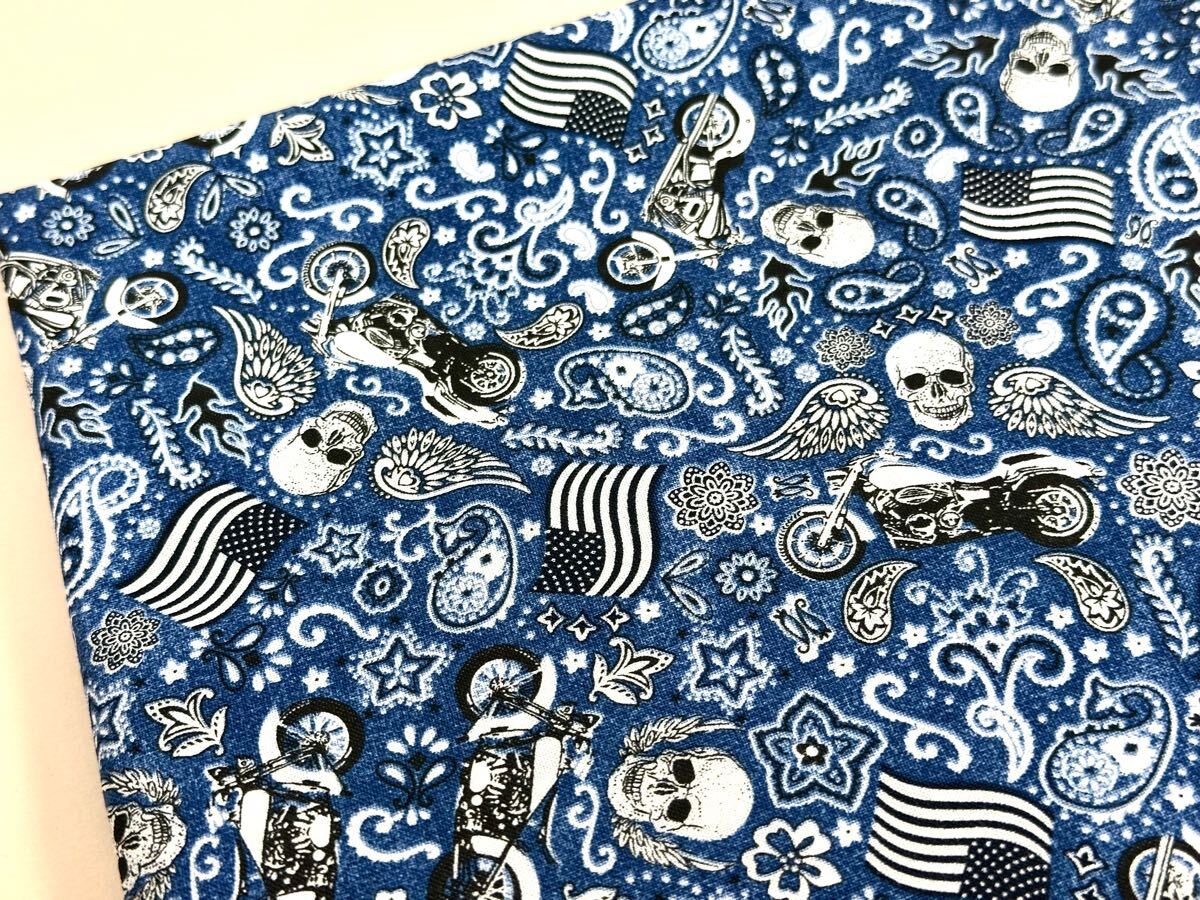 USAシーチング綿100%生地幅110cm×50cm.髑髏と旗拍卖