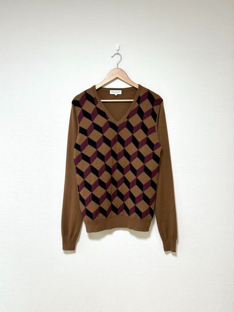 00s PAUL&JOE カシミア混紡 レトロパターン Vネックセーター拍卖