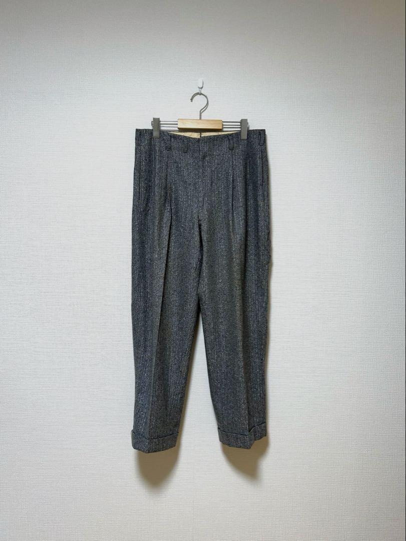 60s メランジ ツイード ツータック ワイド スラックス拍卖