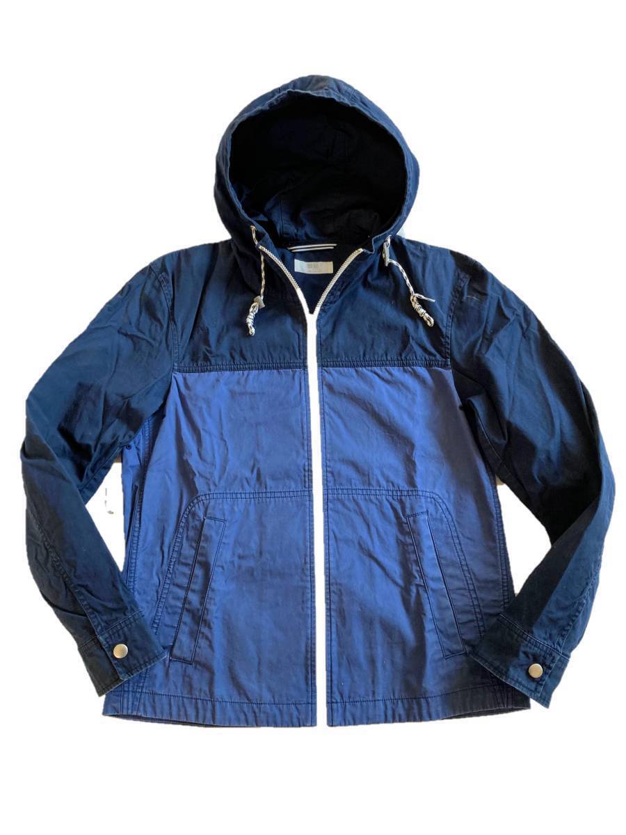【綿100%】UNIQLO ユニクロ 防風 ジャケット フルジップパーカ ジップアップ ウインドブレーカー サイズS ネイビー系拍卖