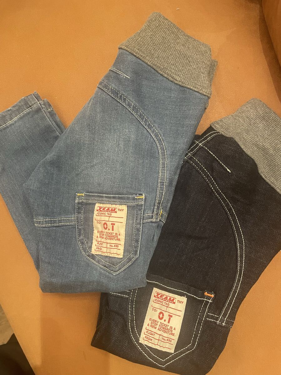 新作☆オフィシャルチーム カットデニムサルエルパンツ1225125ネイビー 130㎝拍卖