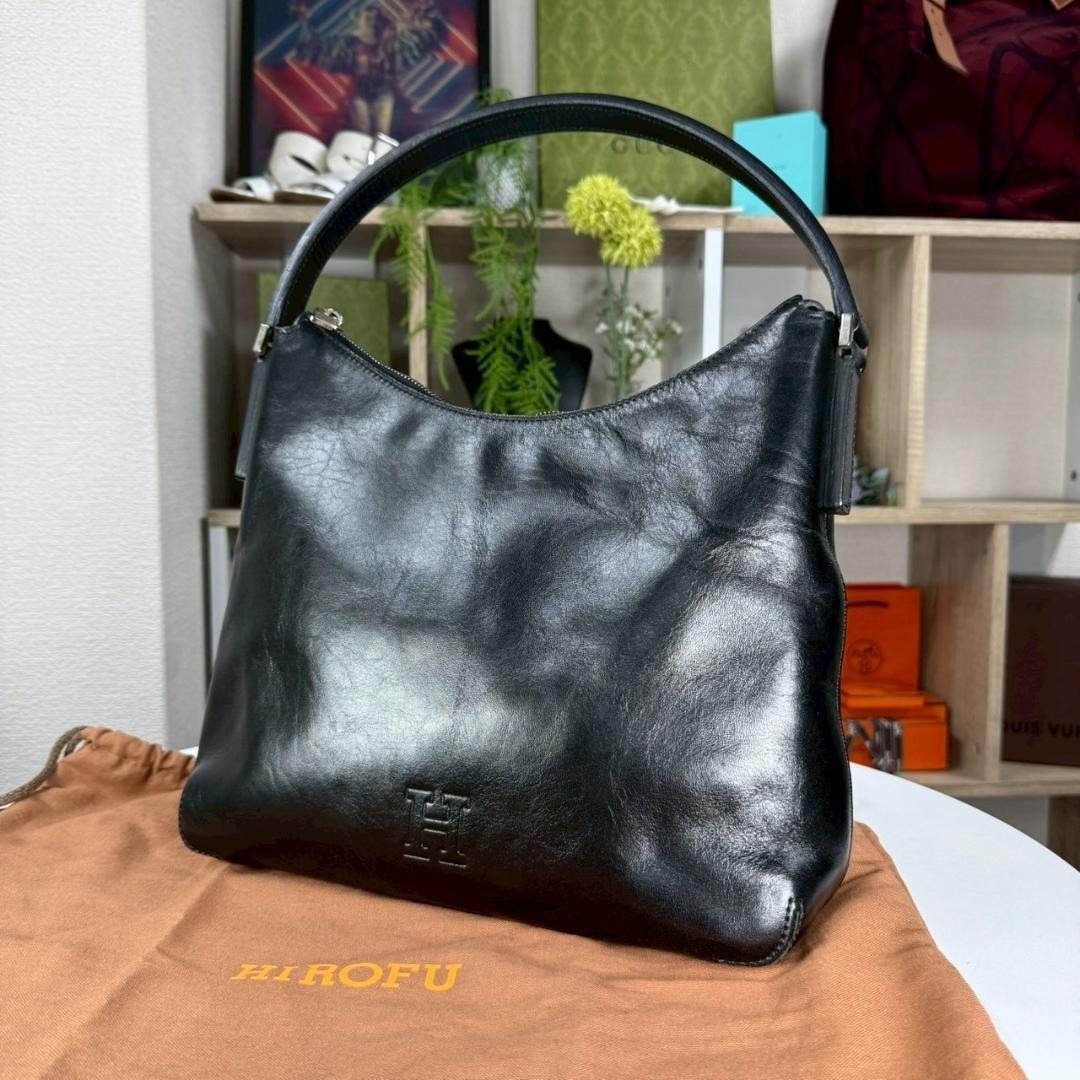 超美品 HIROFU イタリア製 ワンショルダーバッグ オールブラック拍卖