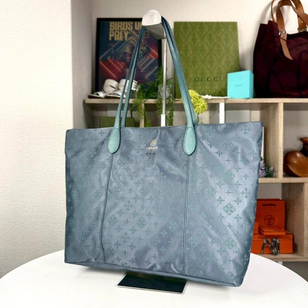 超美品 russet 総柄 大容量 名作 トートバッグ レザー ナイロン拍卖