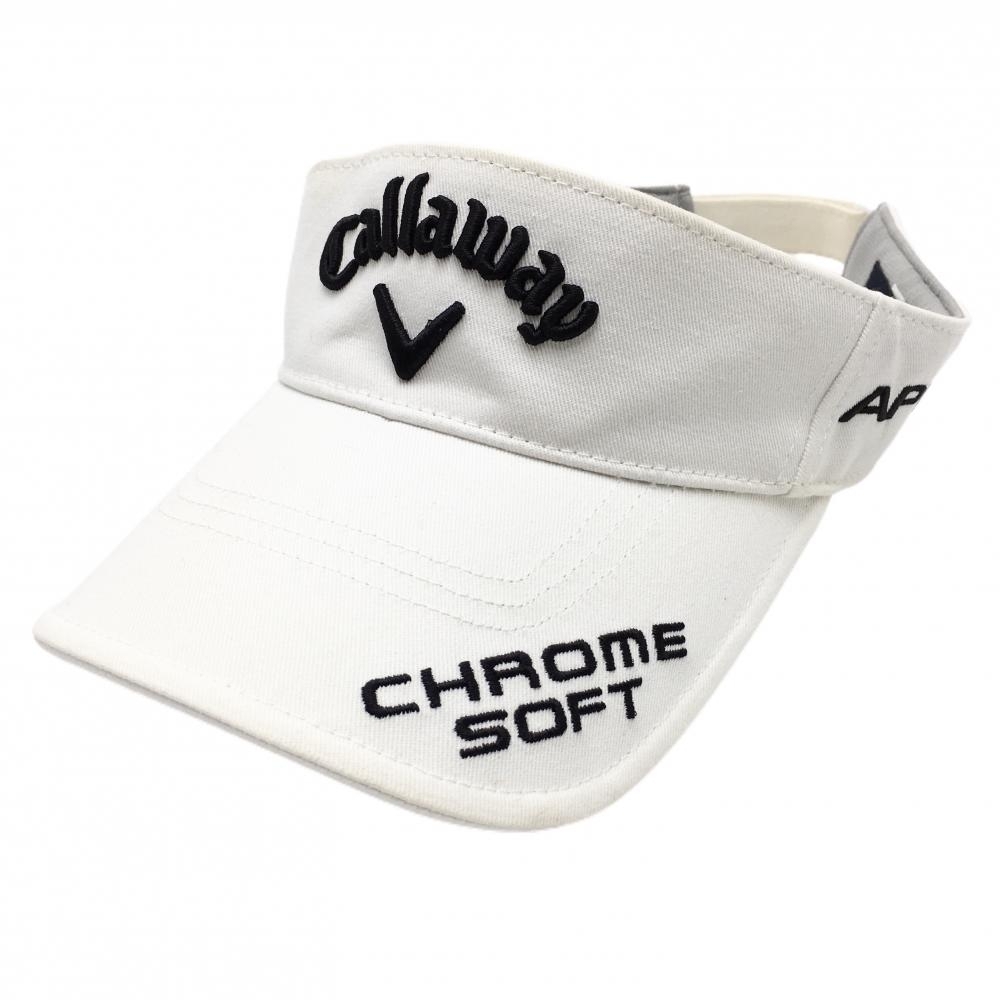 キャロウェイ サンバイザー 白×黒 ロゴ刺しゅう FR ゴルフウェア Callaway拍卖