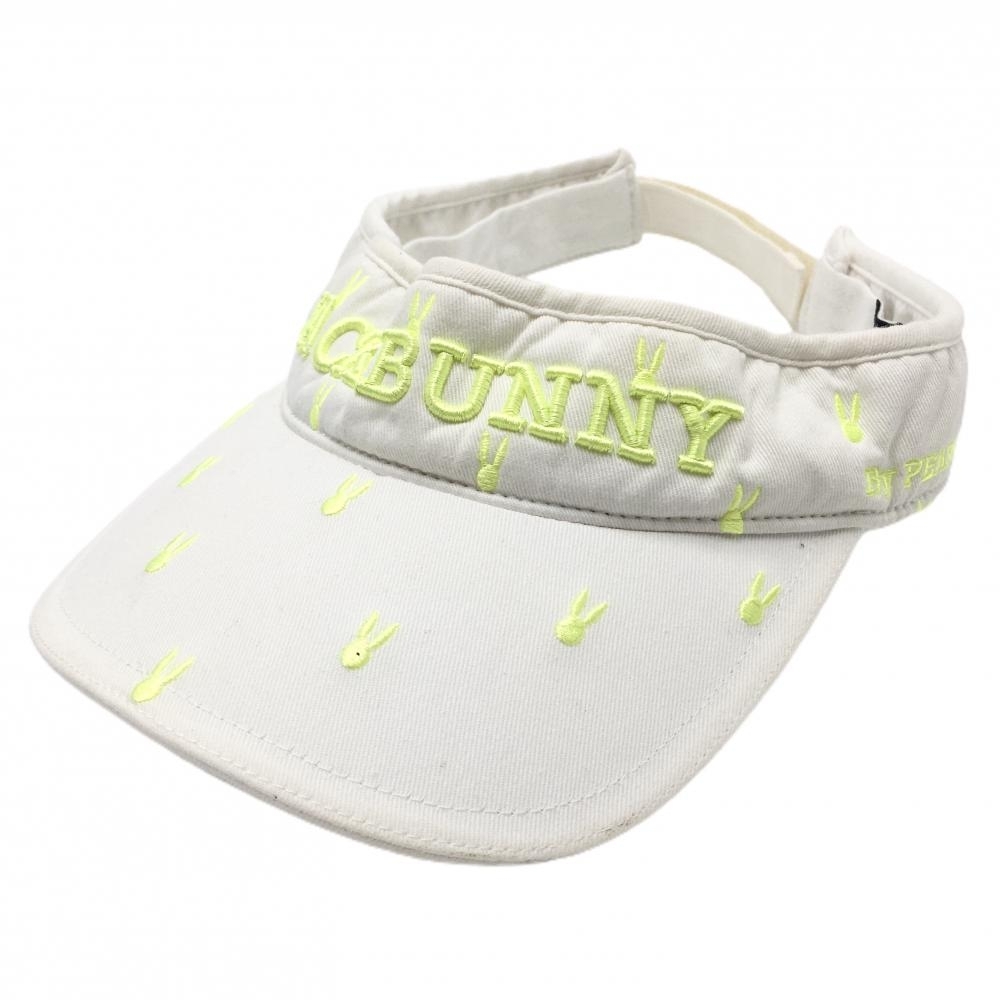 ジャックバニー サンバイザー 白×蛍光グリーン ロゴ刺しゅう FR ゴルフウェア Jack Bunny拍卖