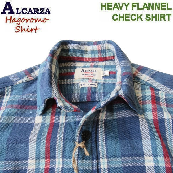 ALCARZA【ヘビーフランネルチェックシャツ】羽衣シャツ/ネルシャツ・ワークシャツ 629-00 17)BLUE Lサイズ拍卖